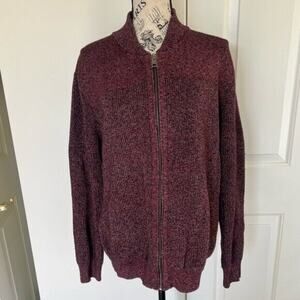 Express Pink Red Full Zip knit wool sweater jacket with pockets